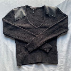 BCBG MAXAZRIA Thick Leather Long Sleeve Top